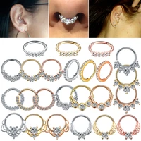 1pc real pierced septo nose rings daith gem cartilage tragus piercing ear septum helix clicker rings conch rook piercing jewelry