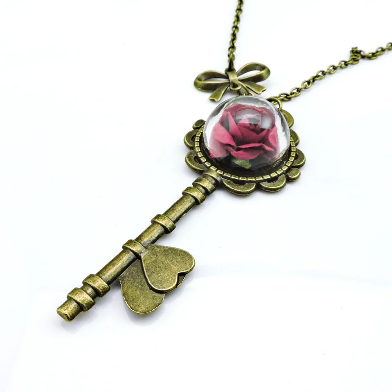 HouBian винтажное сушеные цветы ожерелье со стеклянным шариком натуральный цветок