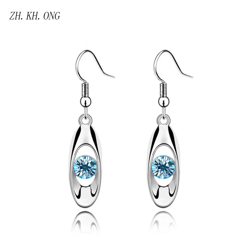 Ж. KH. онг модные длинные Oval Drop колошения для Для женщин Серебряный Цвет мотаться