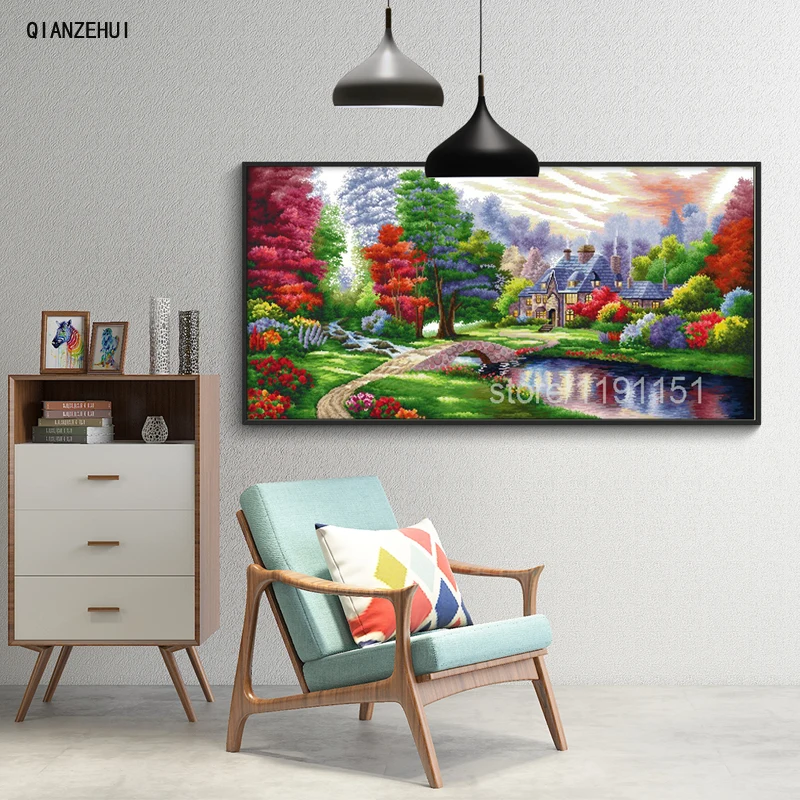 QIANZEHUI, рукоделие, DIY Точная печать Ambilight вышивка крестиком, наборы для вышивания крестиком, настенная домашняя Декорация