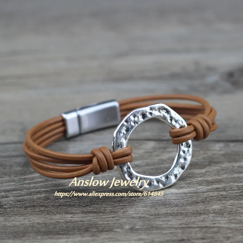 Anslow, модные ювелирные изделия, спортивные аксессуары для отдыха, круглые подвески для мужчин, s кожаный браслет для мужчин, мужские браслеты в рождественском стиле, LOW0720LB - Окраска металла: LT Coffee