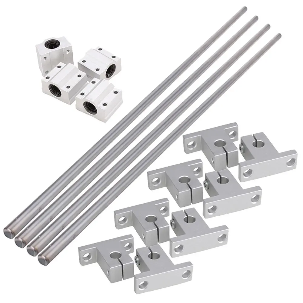 Horizontal 8mm Dia Linear Motion Ball Bearing Slide Bushing &amp500mm Shaft Optical Axis with Rod Rail Support Set of 16 | Обустройство