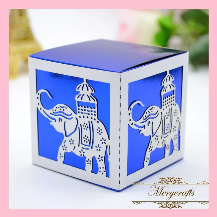 

2017 Delicate Wonderful Design Elephant Animals Carved Pattern Customizable Festival Decorations Laser Cut Candy Favor Box