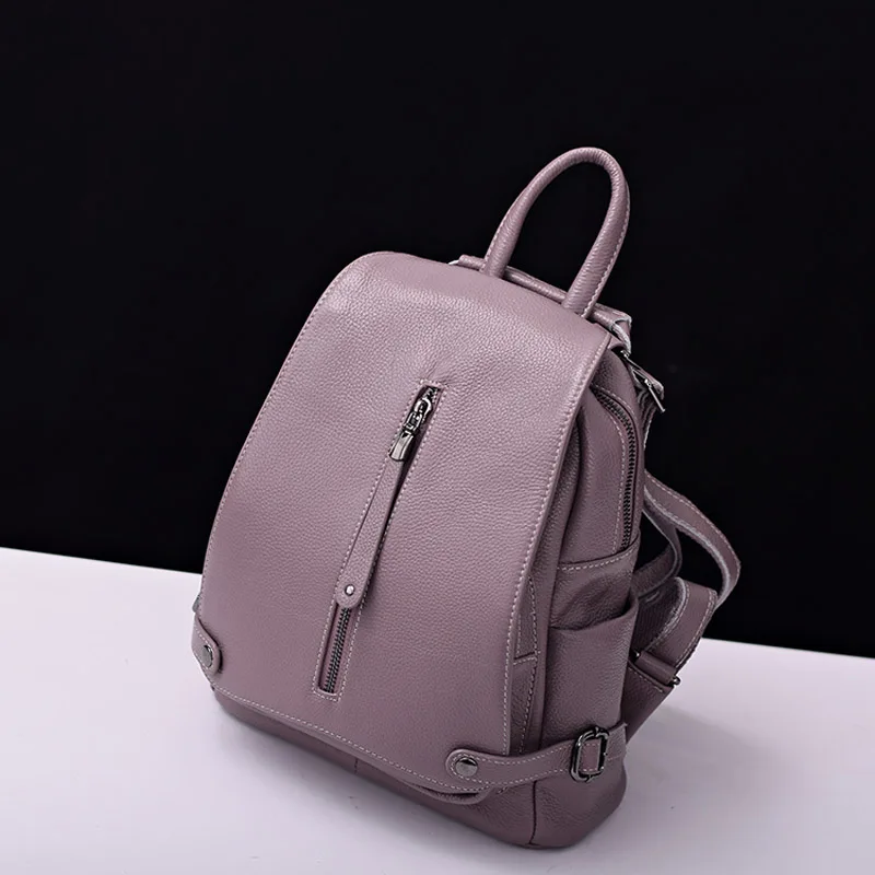 Taro Purple Быстрая отправка женский рюкзак из натуральной кожи, первый слой из воловьей кожи, женский рюкзак для покупок и путешествий, школьная дизайнерская сумка - Цвет: Taro Purple