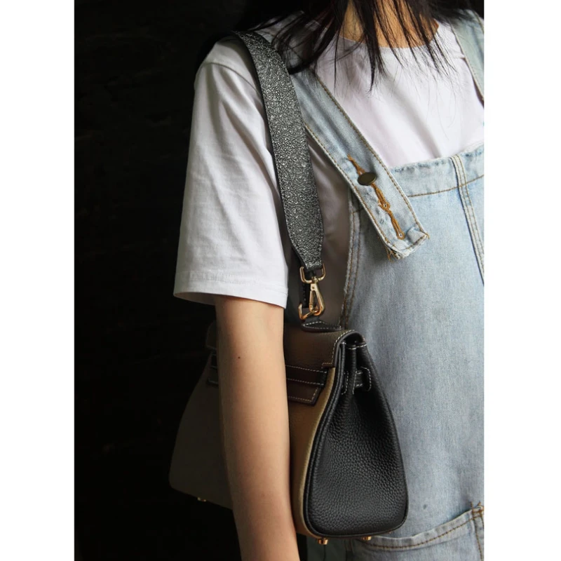 

Short Bag Strap Leather Women Bag Handle Solid Color Handbag Parts Accessories For Bags Shoulder Strap Black White Drop Shipping