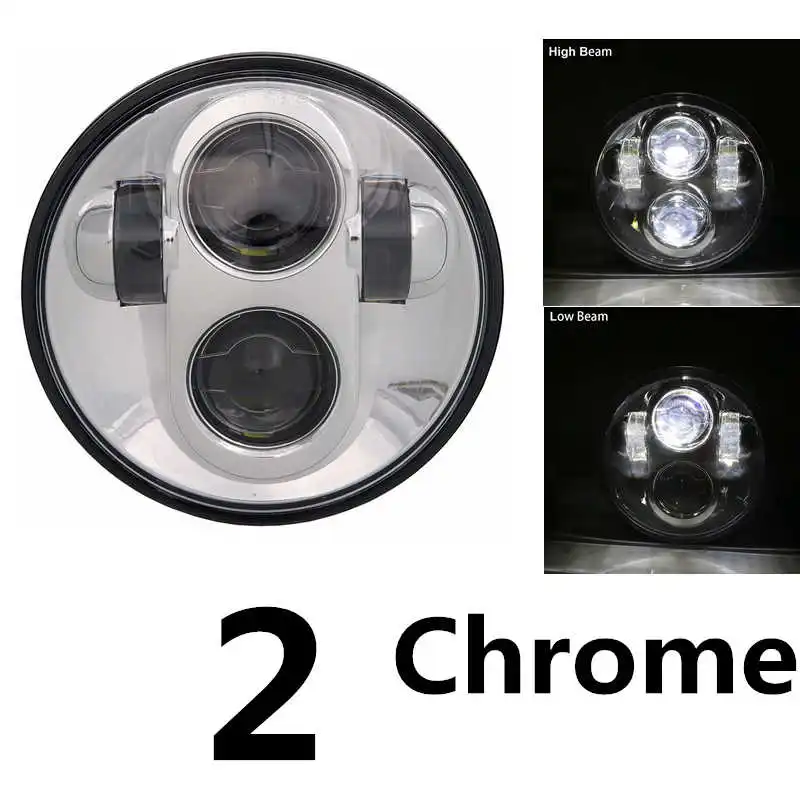 H4 мотоциклетная фара 5 3/" 5,75" мотор Bluetooth дистанционный круглый RGB светодиодный налобный фонарь DRL для Harley Softail Dyna Sportster - Цвет: 2 chrome