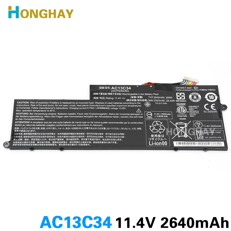 Honghay AC13C34 аккумулятор для ноутбука acer Aspire V5-122P ICP5/60/80 V5-132 E3-112 V5-122 ЖК 11,4 в 30wh 2640 мА-ч