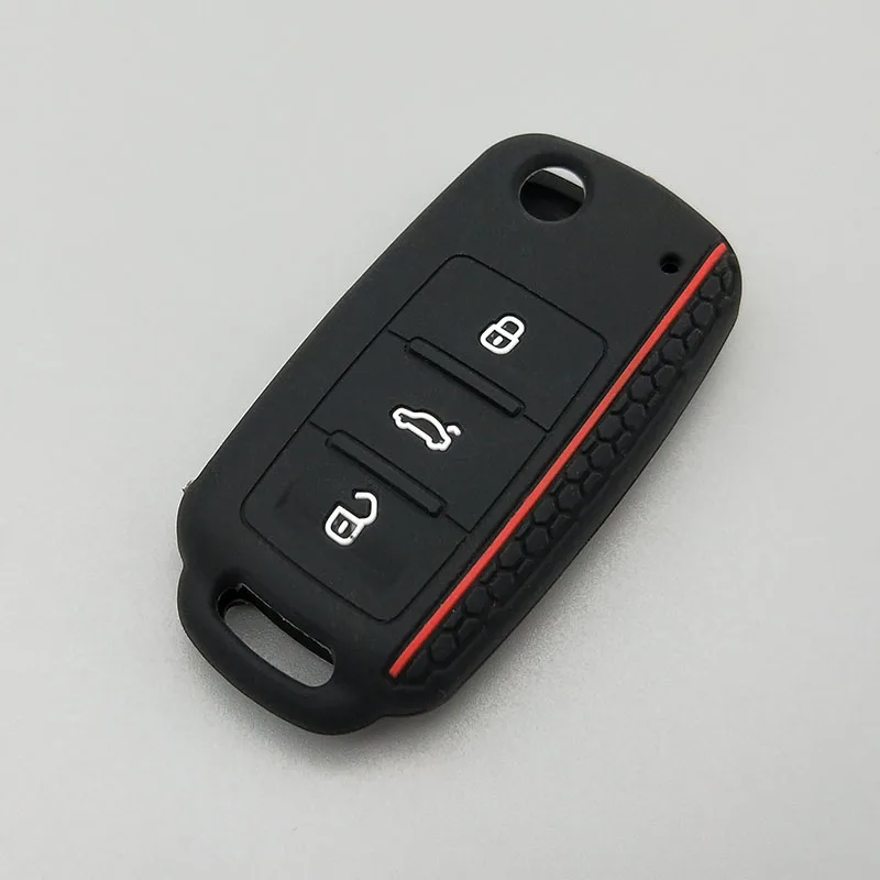black Защитный чехол для автомобильного ключа для Volkswagen polo passat b5 golf 4 5 6 MK5 MK6 Eos Bora Beetle TSI дизайн силиконовый чехол - Название цвета: black