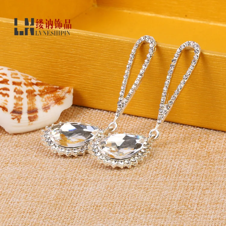 Корейская версия новых длинных Висячие Серьги невесты с кристаллами Роскошная