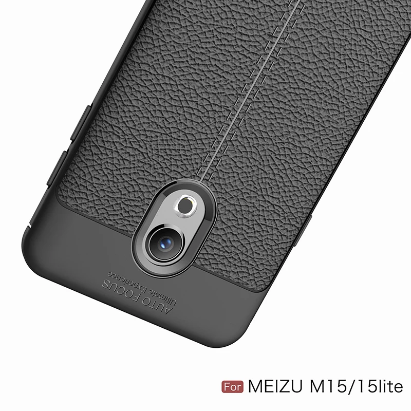 Личи зерна узор кожаное силиконовый чехол на мизу meizu 15 Lite чехлы селиконовые классический личи полоски матовая Мягкие ТПУ случаи для меня мейзу 15 лайт case случае бампер cases Обложка чехол силиконовые