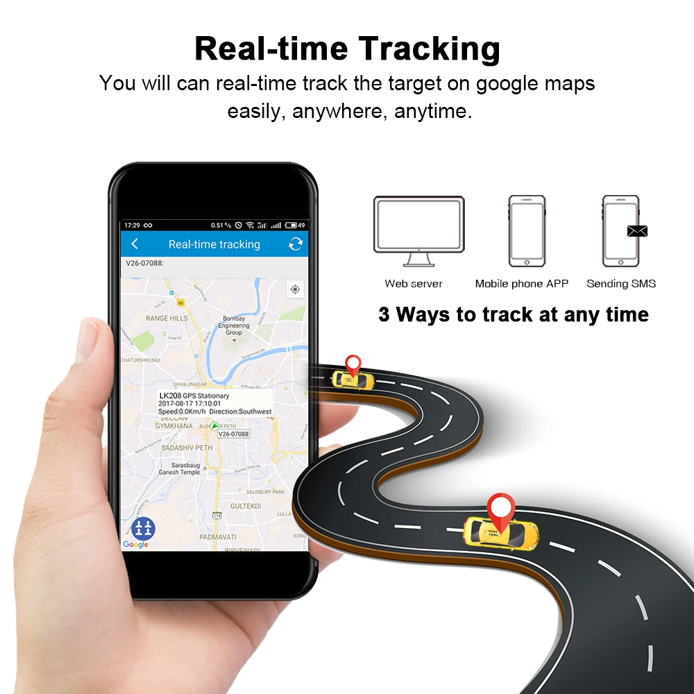 Персональный мини gps трекер LK208 в реальном времени 2G GSM сеть 60 дней режиме ожидания