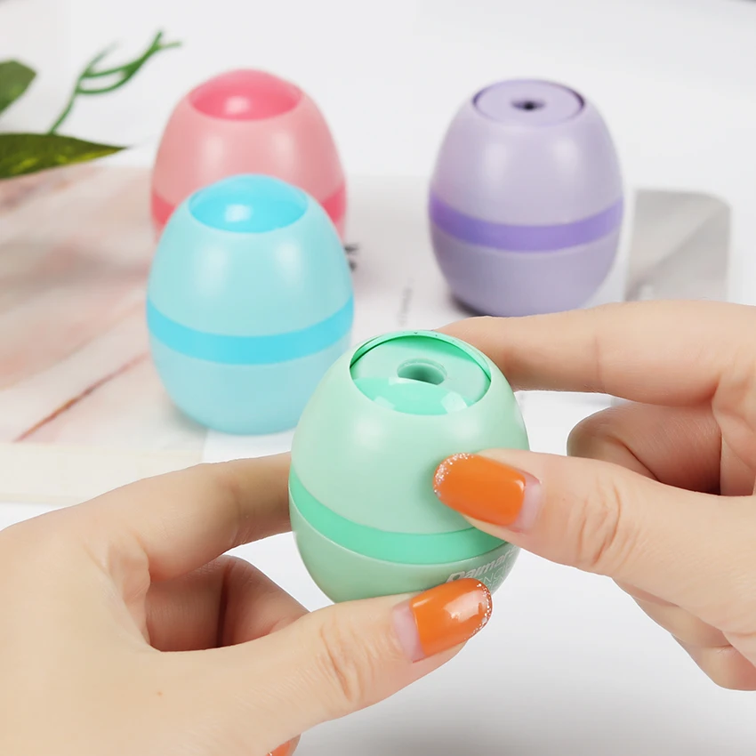 

4 Color Cute Kawaii Lovely Plastic Egg Pencil Sharpener Creative Stationery Gifts For Kids Stationary Office School Supplies