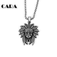 2019 new arrival plated 316l stainless steel indian tribes necklace pendant mens vintage indian pendant necklace cagf0474