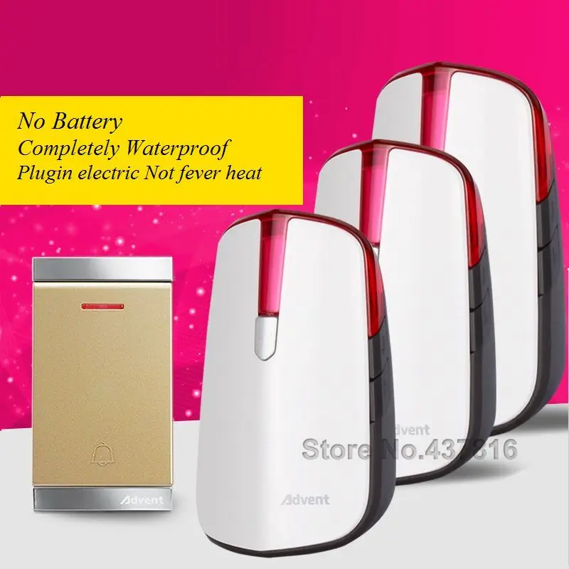 Бытовые Беспроводной Дверной Звонок 1 Передатчик + 3 Приемники супер