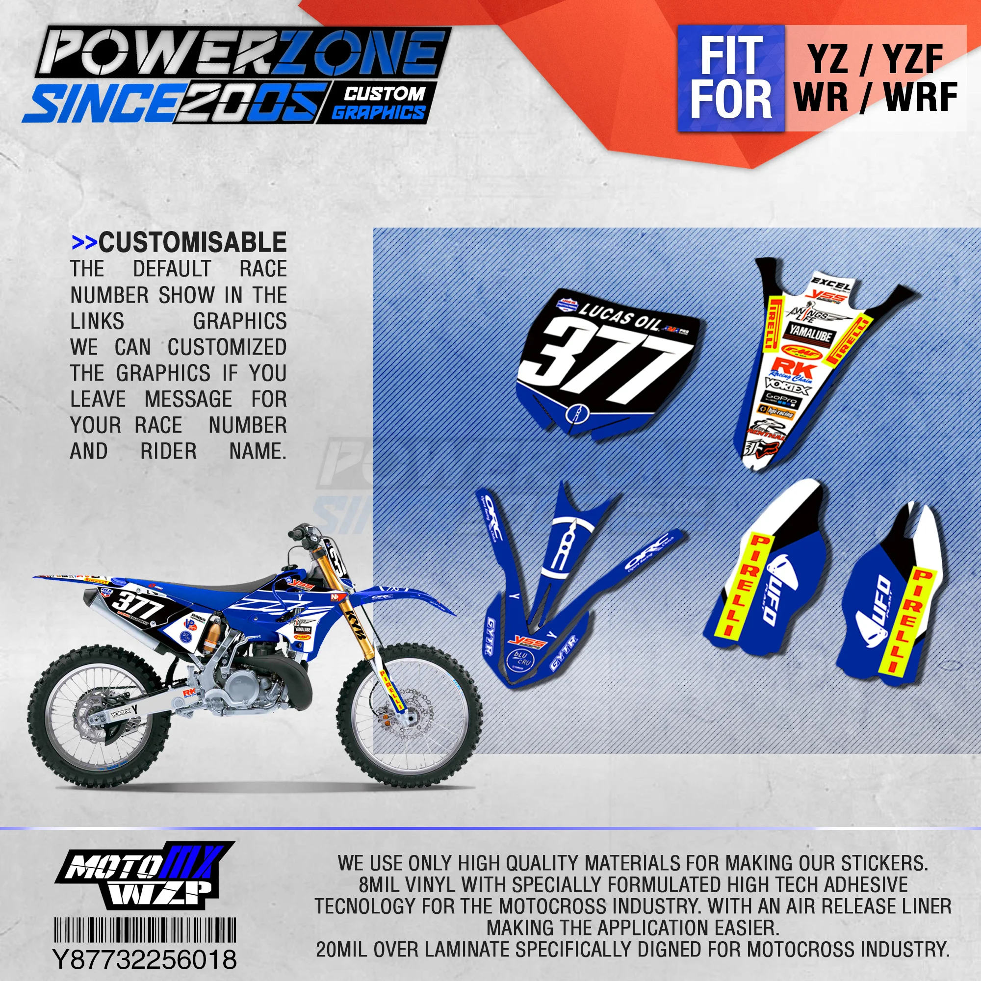 PowerZone графика команды на заказ фоны наклейки 3 м пользовательские для YAMAHA
