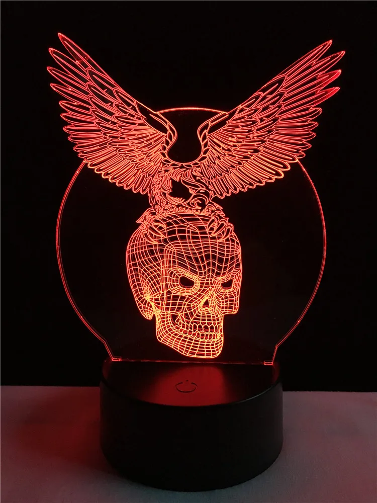 GAOPIN Хэллоуин орел в форме черепа 3D Lamplight светодиодный USB Ночная Атмосфера свет многоцветный сенсорный или удаленный Luminaria пеленальный столик лампа