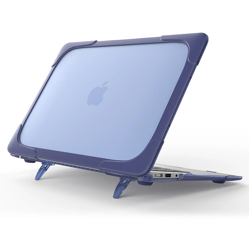 RYGOU для Macbook Air 13 11 тонкое прорезиненное покрытие чехол для Mac Book Air 11,6 13,3 дюймов [сверхмощный] Складной чехол для ноутбука с подставкой - Цвет: Синий