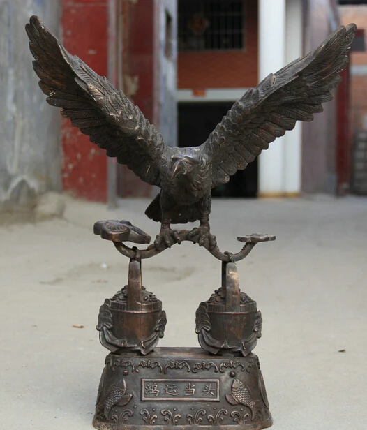 wholesale factory 25&quot Big China Bronze Wealth barrel Ru Yi eagle king of birds sculpture Statue | Дом и сад