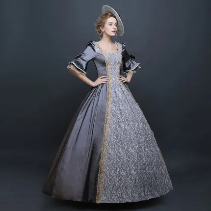 Пользовательские 2018 ретро Половина рукава Серый Marie Antoinette Бальные платья