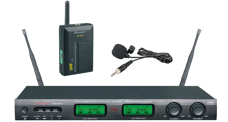 Беспроводной микрофон UHF 16X2 профессиональный баомический BM-928 беспроводной с