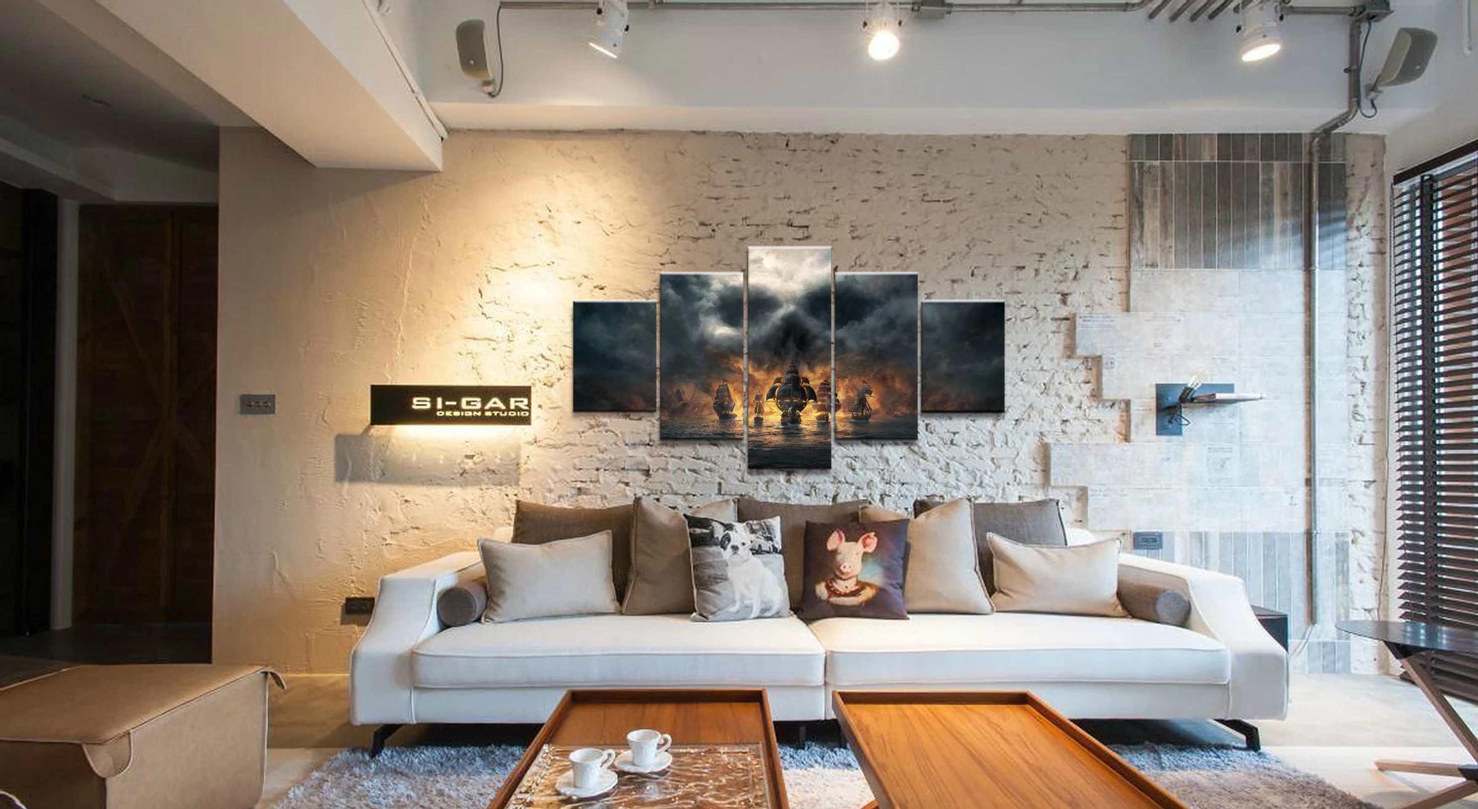 Модульный холст для домашнего декора картина из 5 предметов Пираты Карибского