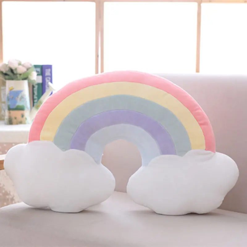 red rainbow cloud Серия Sky Радужное Облако плюшевая подушка детская подушка для сна Луна/Счастливая звезда/ракушка/звезда домашний декор подарки на день рождения для девочек - Цвет: red rainbow cloud