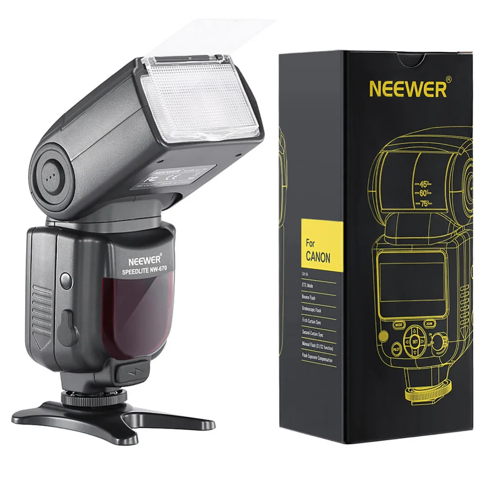 Neewer NW-670 ttl Speedlite Flash Kit для Canon с ИК беспроводным пультом дистанционного управления, AA батарея, диффузор для Canon 7D Mark II, 5D Mark
