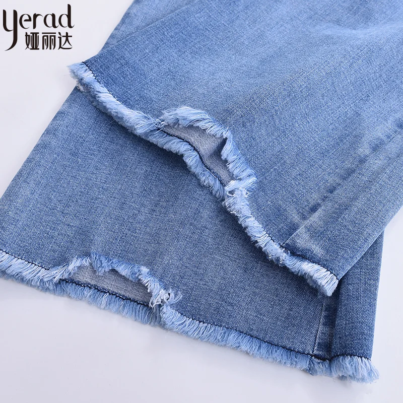 YERAD Women 2019 Summer Flare Jeans Elegant Bell Bottom Washed Ankle Length Stretchy Denim Pants |