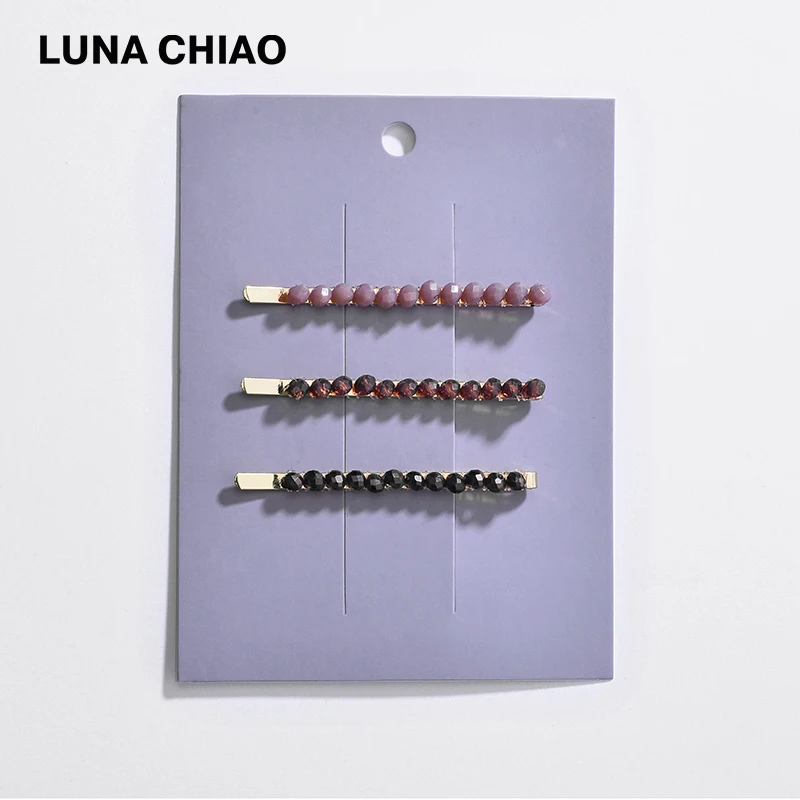 LUNA CHIAO Women Fancy Hair Accessories Crystal Braided Knitted Glass Clips Slim Pin Set for Girls | Украшения и аксессуары