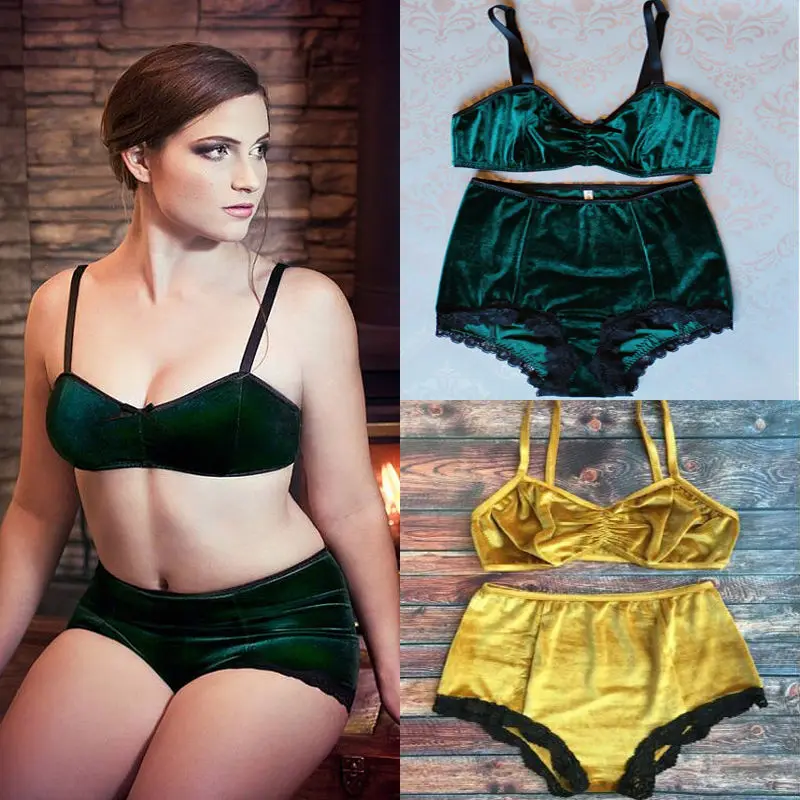 Женский бархатный комплект бикини 2017 купальный костюм в стиле ретро с высокой
