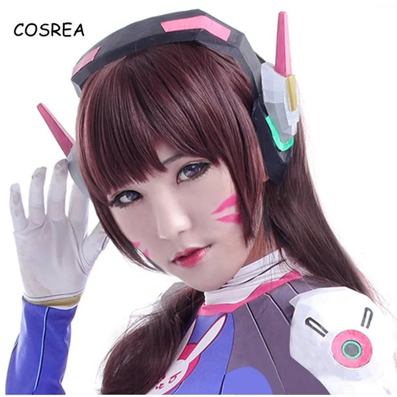 Игра Dva Косплей длинный парик прямой женский шиньон косплей костюм женские