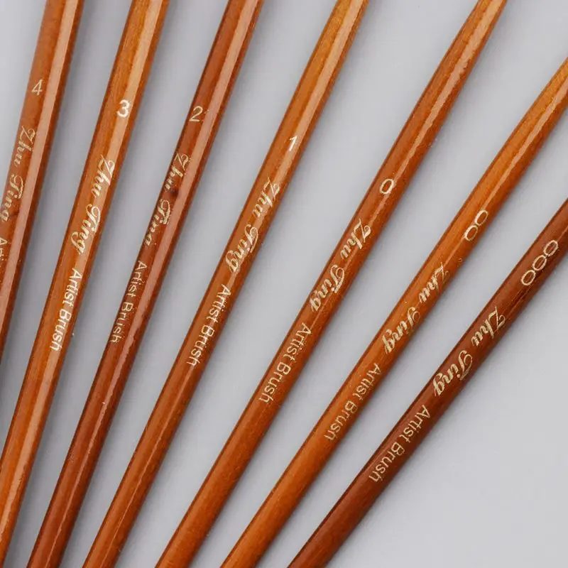 7pcs/set Professional Detail Paint Brush Fine Pointed Tip Miniature Brushes For Acrylic Watercolor Oil Drawing Kits