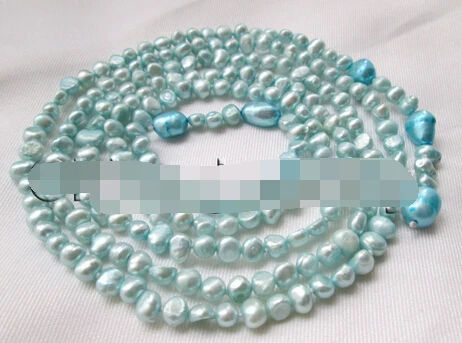 ddh003070 Beautiful 47&quot 5-6-9-10mm blue baroque freshwater pearl necklace 28% Discount (A0322) | Украшения и аксессуары