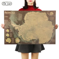 tie ler antarctica satellite map coffee bar decorated living room kraft paper poster wall sticker 72 5x47cm