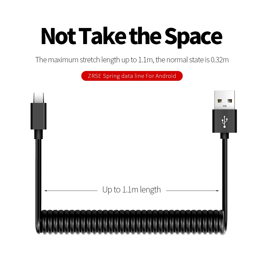 ZRSE Весна микро USB кабель гибкий эластичный стрейч кабель синхронизации данных и зарядки для samsung Xiaomi Redmi huawei кабель мобильного телефона