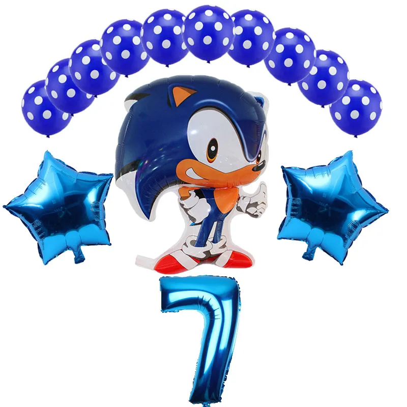 blue 7 14 шт./лот sega Sonic the Hedgehog Super Hero двухсторонний фольгированный шар для мальчиков и девочек на день рождения вечерние шары размером 32 дюйма - Цвет: blue 7