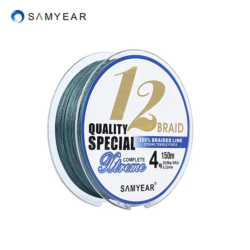 Новое поступление! Samyear 12 прядей плетеная леска 100% PE 150 м 34 95LB супер прочная