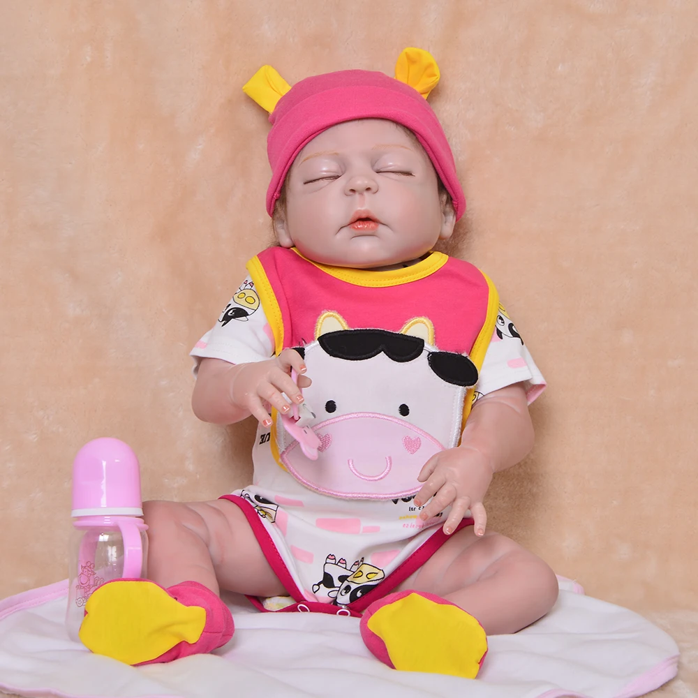 Настоящая реалистичная кукла реборн 23 дюйма полностью силиконовая виниловая для