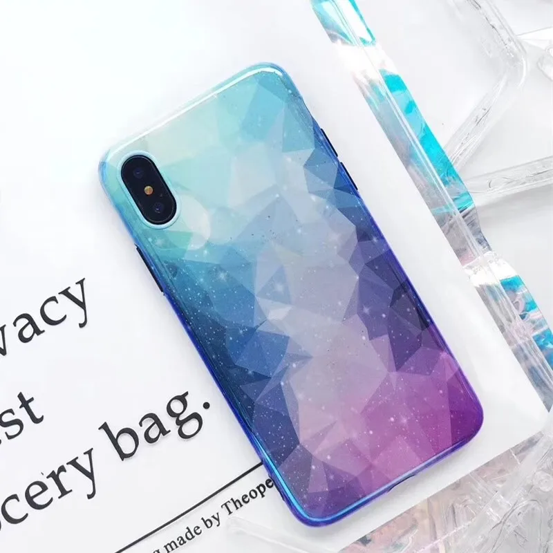 Цветной градиентный Blu-Ray чехол для iPhone X 7 6 6s 8 Plus Соединенные геометрические