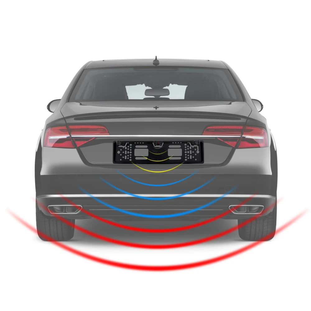 Автомобильная камера заднего вида HD CCD 170 градусов авто парктроник ЕС Автомобильная рамка номерного знака с 2 визуальными реверсивными радар-детекторами