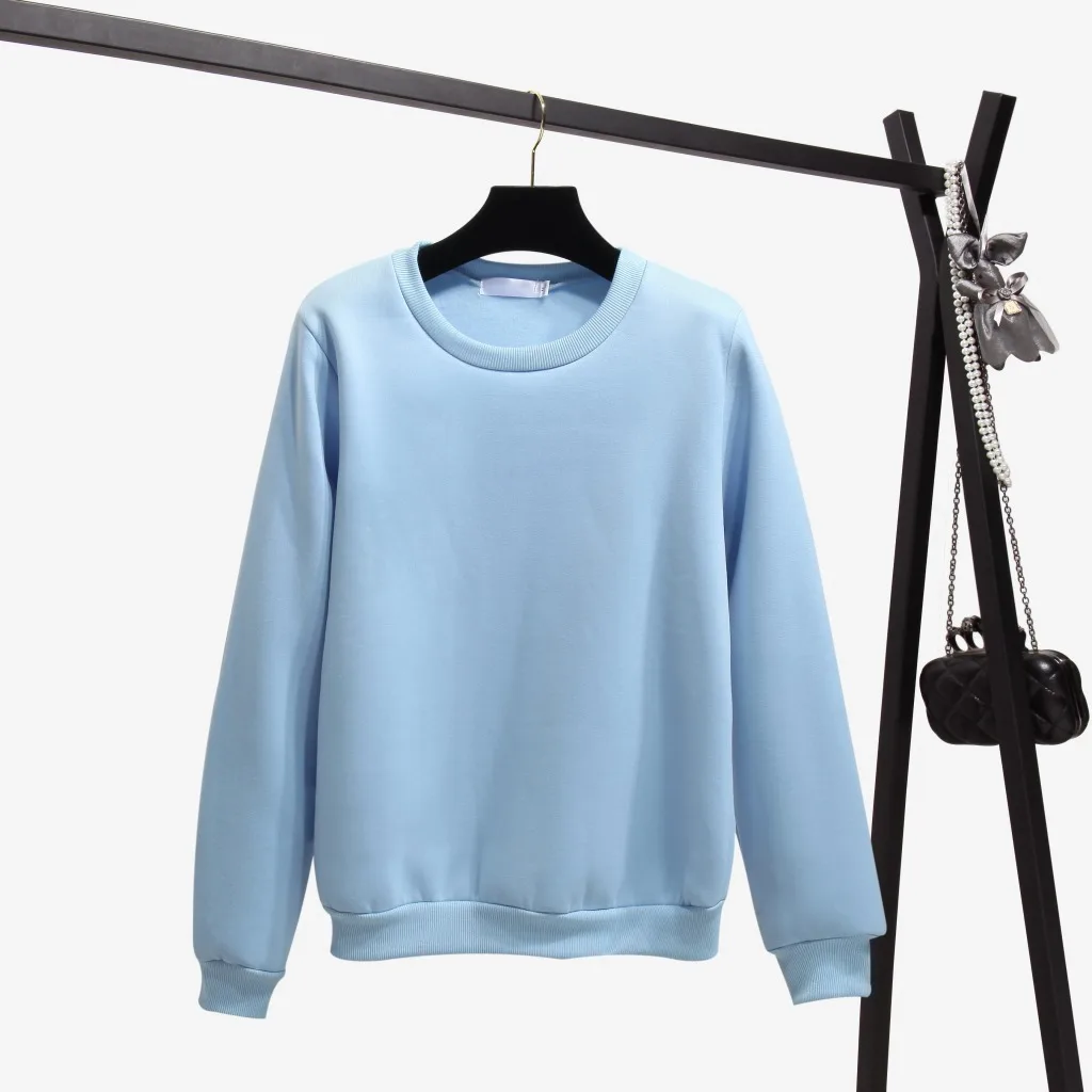 ZQLZ Pullovers O-neck Cotton Hoodies Women 2018 New Loose Solid Color Long Sleeve Hoodie Mujer Casual Sweatshirt Femme | Женская одежда