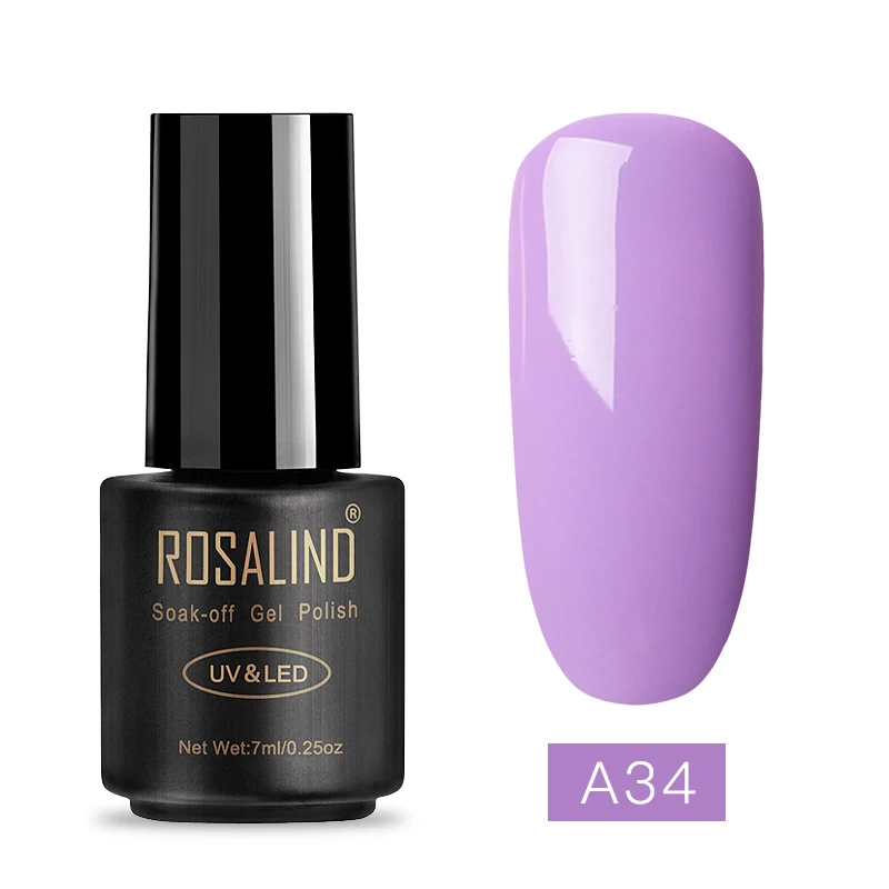 A34 ROSALIND Гель-лак Гибридный неоновый Гель-лак для ногтей Набор для маникюра Полупостоянный УФ светодиодный праймер верхнее покрытие ногтей художественный Гель-лак для ногтей - Цвет: A34