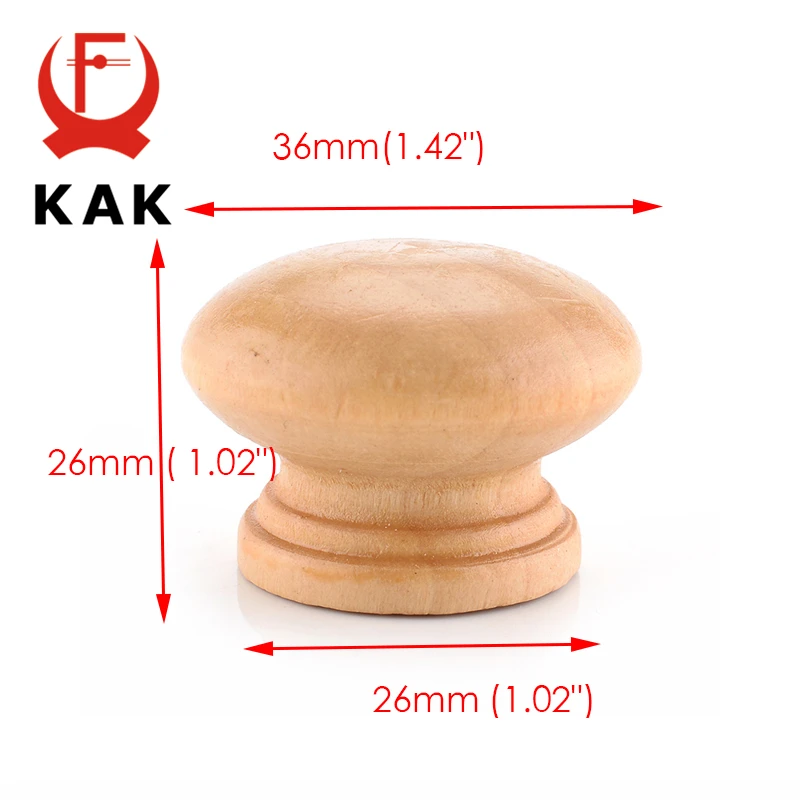 KAK, 10 шт./лот, 3,6X2,6 см, большой размер, натуральный деревянный ящик для шкафа, дверная ручка для шкафа, ручка для ручки, фурнитура, простая круглая ручка
