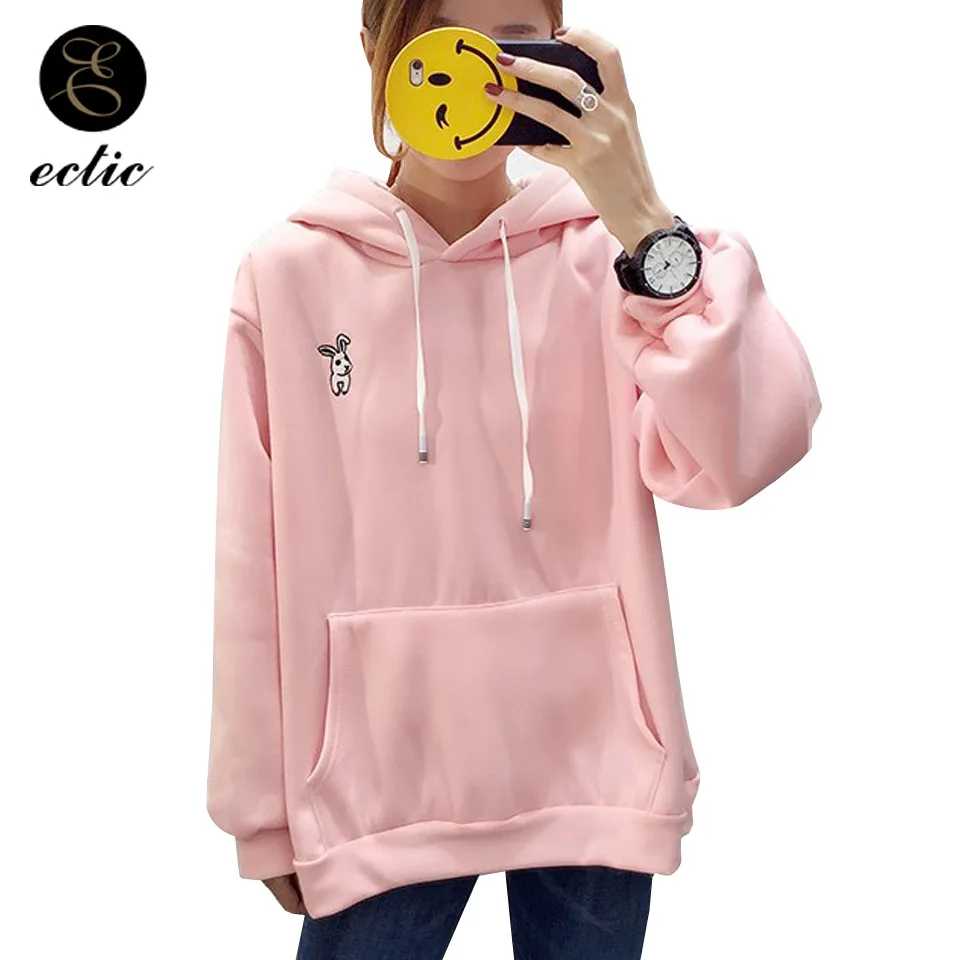 

Kawaii Plain Hooded Sweatshirt Rabbit Ear Hoodie Pink Poleron Mujer 2021 Korean Oversized Hoodie Kangaroo Pocket Hoodie Fashion