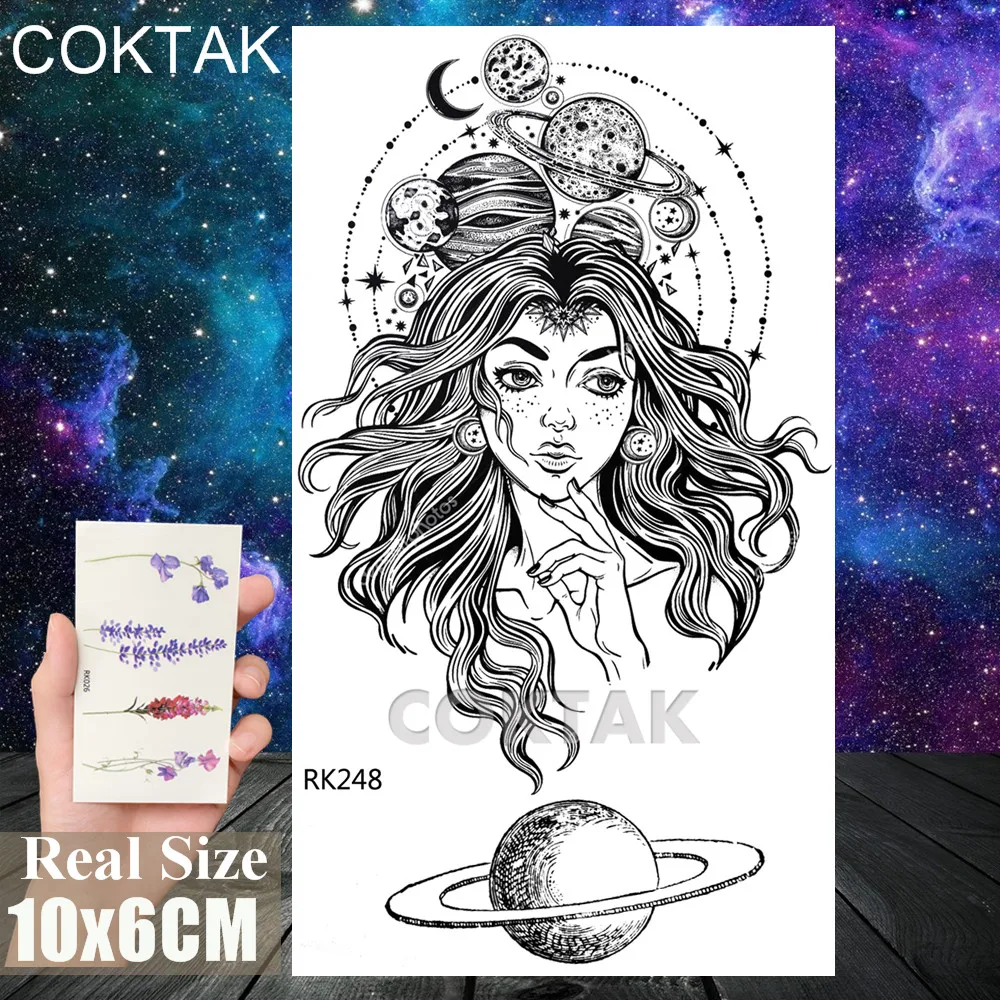 Временная тату наклейка Beauty Galaxy Girl искусственная Геометрическая водостойкая