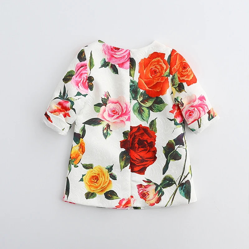 Spring Girls Dress Children Clothing Casual Style Clothes Flower Printing Round Neck Kids Vestido Infantil | Детская одежда и