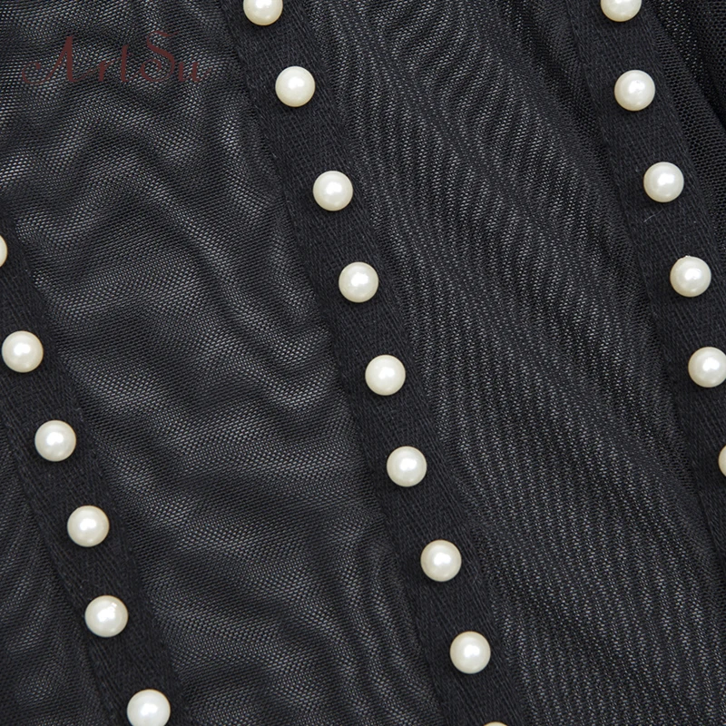 Арцу 2018 пикантные в полоску из сетчатого материала украшенные жемчугом