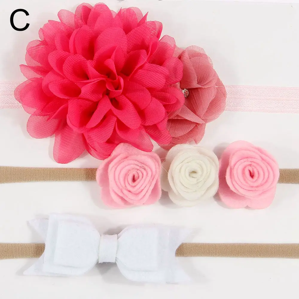 

Nishine 10set/lot Kid Headband Ribbon Bow Flower Hairbands Hairbow with Elastic Nylon Band Girls' Boutique Hair Accessories