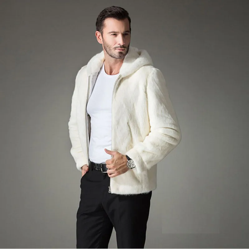 Мужская шуба из искусственного кроличьего меха с капюшоном размеры до 4XL|coat men|mens