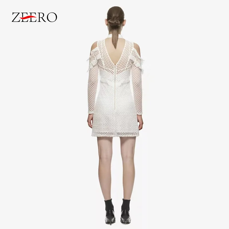 ZEERO Новая Мода Self Portrait кружевное платье в клетку с длинными рукавами цветочный